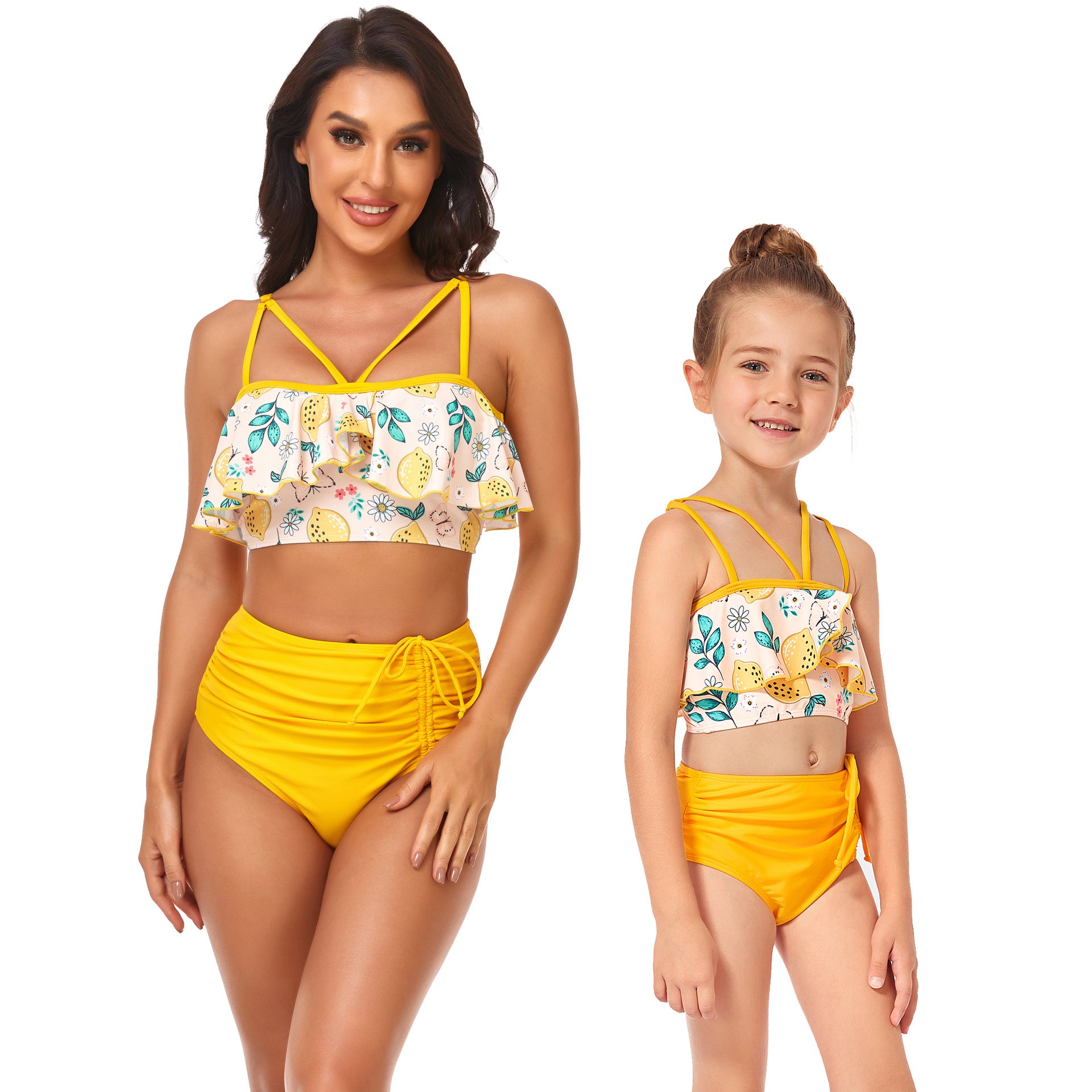 Venta al por mayor Traje de baño de nylon con volantes para padres e hijos